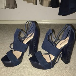 Lace up open-toed heels